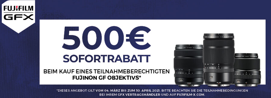 FUJIFILM GFX 50S SOFORTRABATT AKTION: 15.04.2021 - 30.06.2021