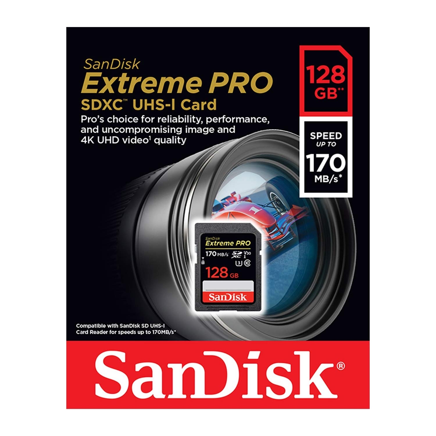SanDisk SDXC Extreme Pro 128GB 170MB/s V30 UHS-I U3 Class 10