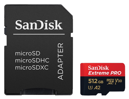 SanDisk micro SDXC Extreme Pro 512GB 200 MB/s UHS-I U3 V30 + SD Adapter