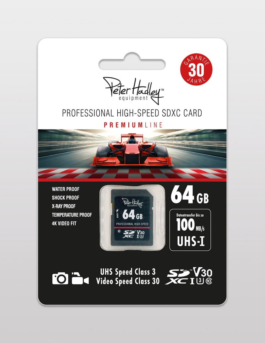 Peter Hadley Profi High-Speed 64GB UHS-I SDXC-Karte Cl10 U3 V30