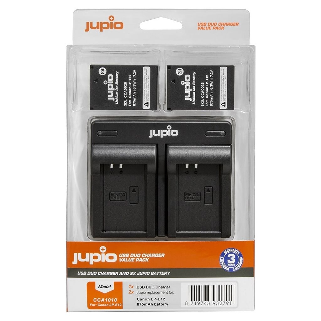 Jupio Value Pack Canon 2 x LP- E12 + Doppelladegerät