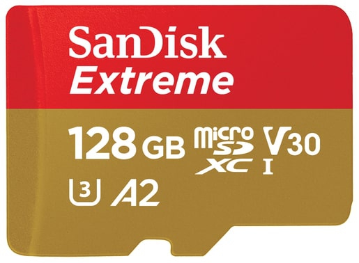 SanDisk micro SDXC Extreme 128GB 190 MB/s UHS-I U3 V30 + SD Adapter