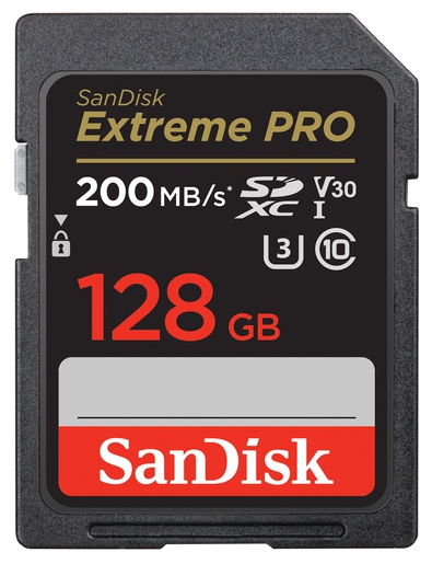 SanDisk 128GB SDXC Extreme Pro 200MB/s UHS-1 U3 V30