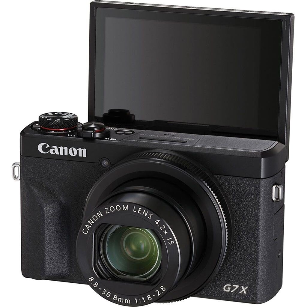 Canon PowerShot G7X Mark III schwarz VLogger Kit inkl. Canon Tripod HG-100TBR + 64GB SD Speicherkarte