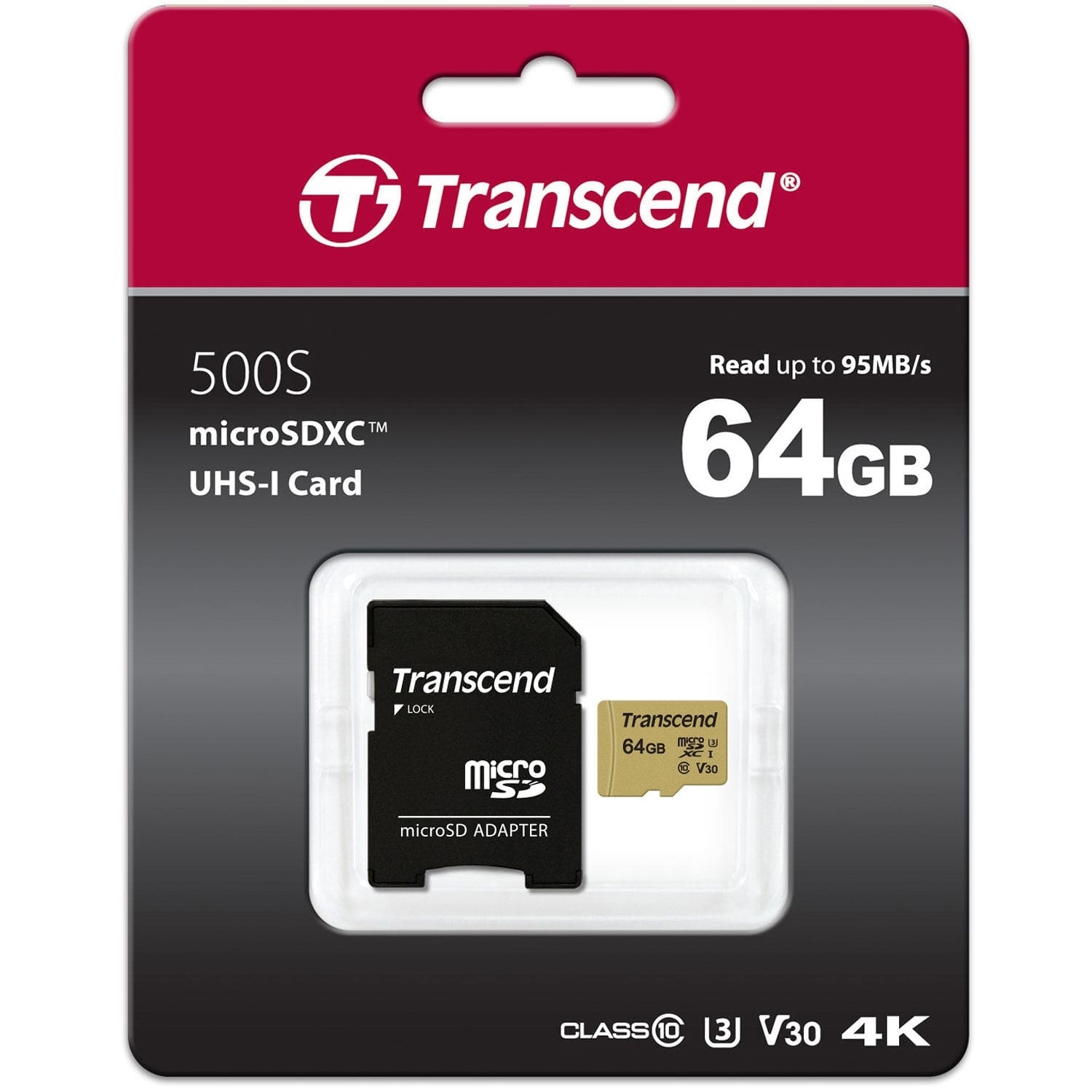 Transcend microSDXC Karte 64GB 500S UHS-I U3 V30 95/60MBs