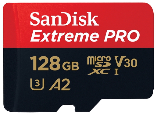 SanDisk micro SDXC Extreme Pro 128GB 200 MB/s UHS-I U3 V30 + SD Adapter