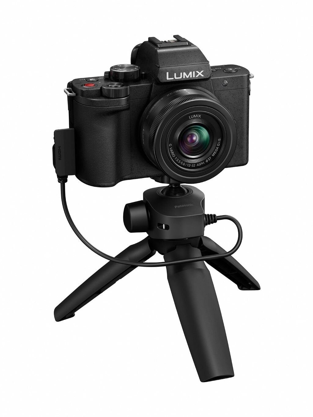 Panasonic LUMIX DC-G110 schwarz + 12-32mm 1:3,5-5,6 G VARIO MEGA O.I.S. + DMW-SHGR1E Stativ-/Handgriff (DC-G110VEG-K)