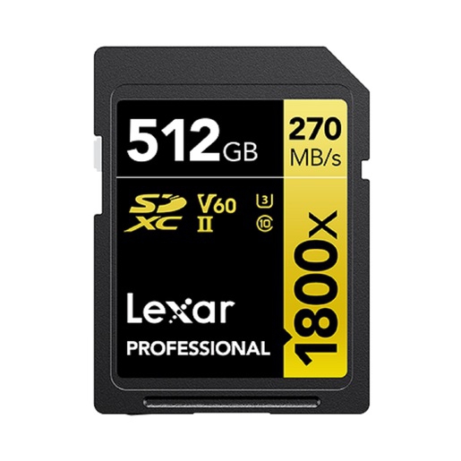 Lexar Pro Gold Series SDXC 512GB UHS-II 1800x C10 U3 V60