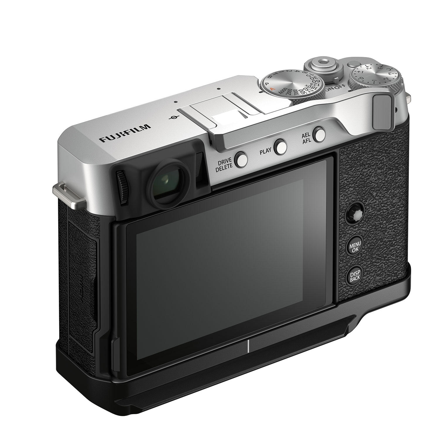 Fujifilm X-E4 Gehäuse silber + Handgriff MHG-XE4 + Daumenstütze TR-XE4 ACC Kit EE