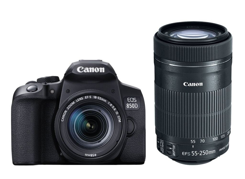 Canon EOS 850D + EF-S 18-55mm 1:4-5,6 IS STM + EF-S 55-250mm 1:4,0-5,6 IS STM