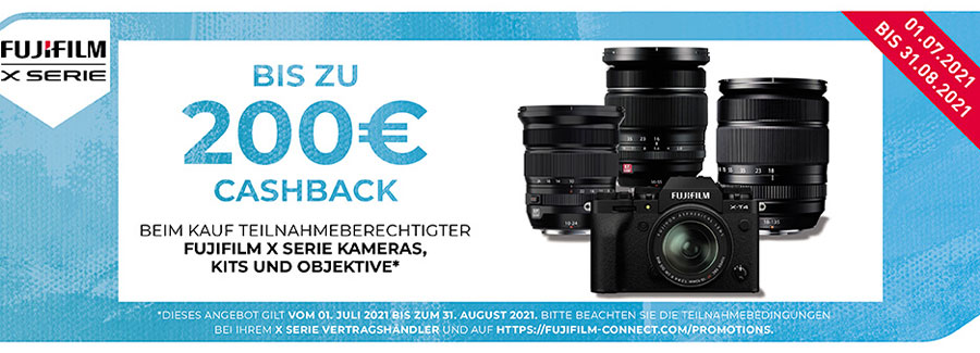 FUJIFILM X-T4 & XF OBJEKTIV CASHBACK: 01.07.2021 - 31.08.2021