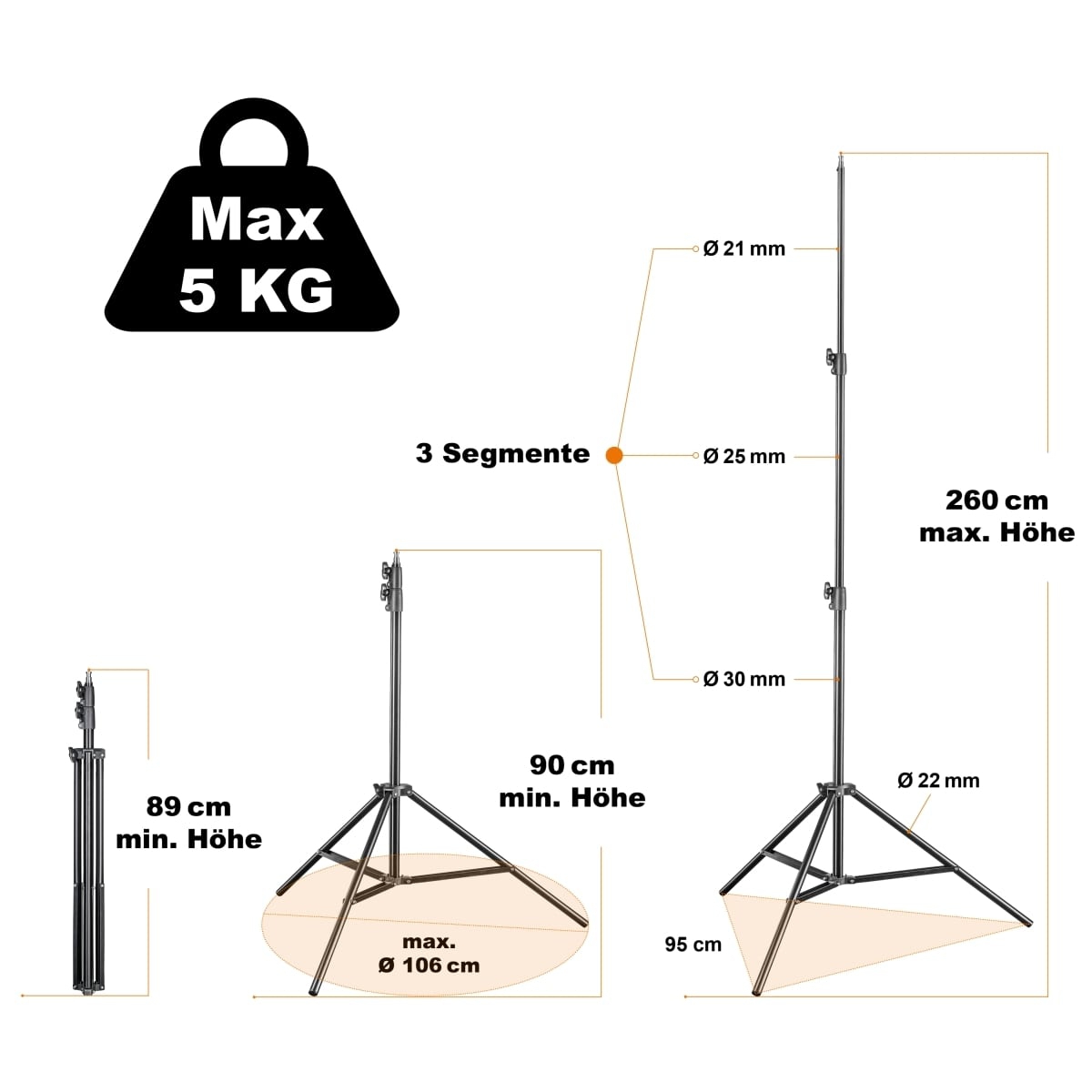 Walimex Pro FT-8051 Lampenstativ 260cm