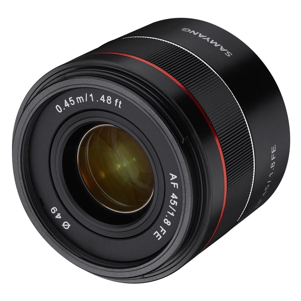 Samyang AF 45mm 1:1,8 FE + Lens Station für Sony E
