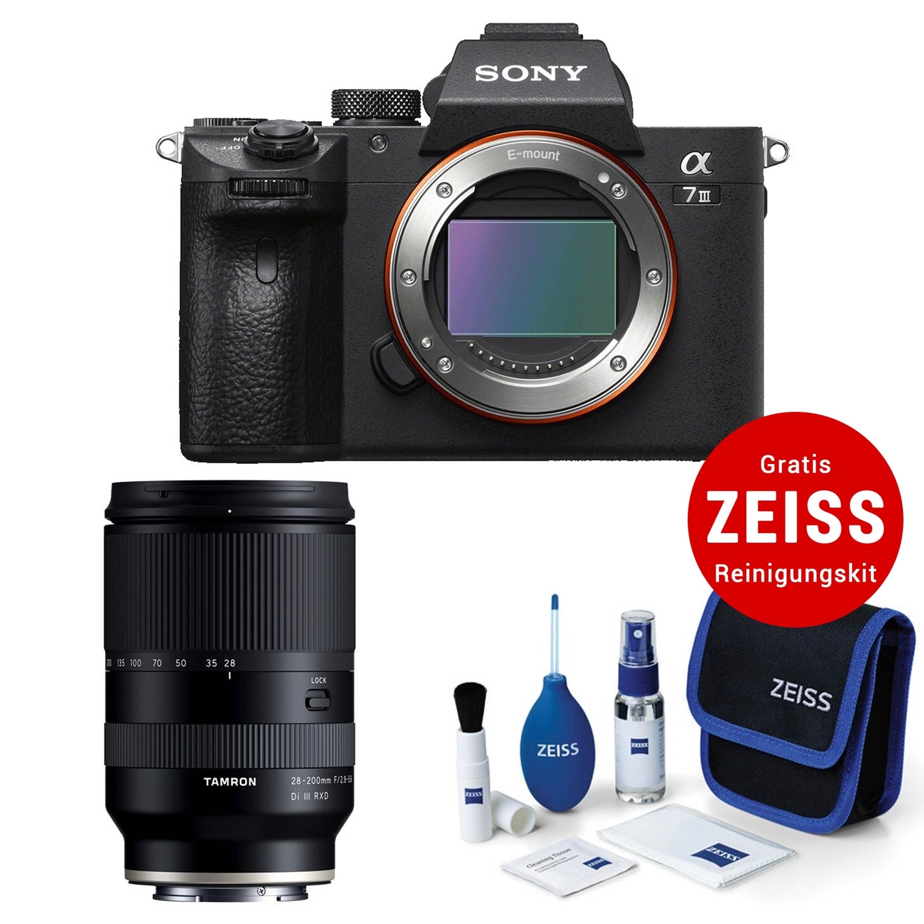 Sony Alpha 7 III (ILCE7M3B) + Tamron 28-200mm 1:2,8-5,6 Di III RXD ***GRATIS ZEISS Reinigungskit***