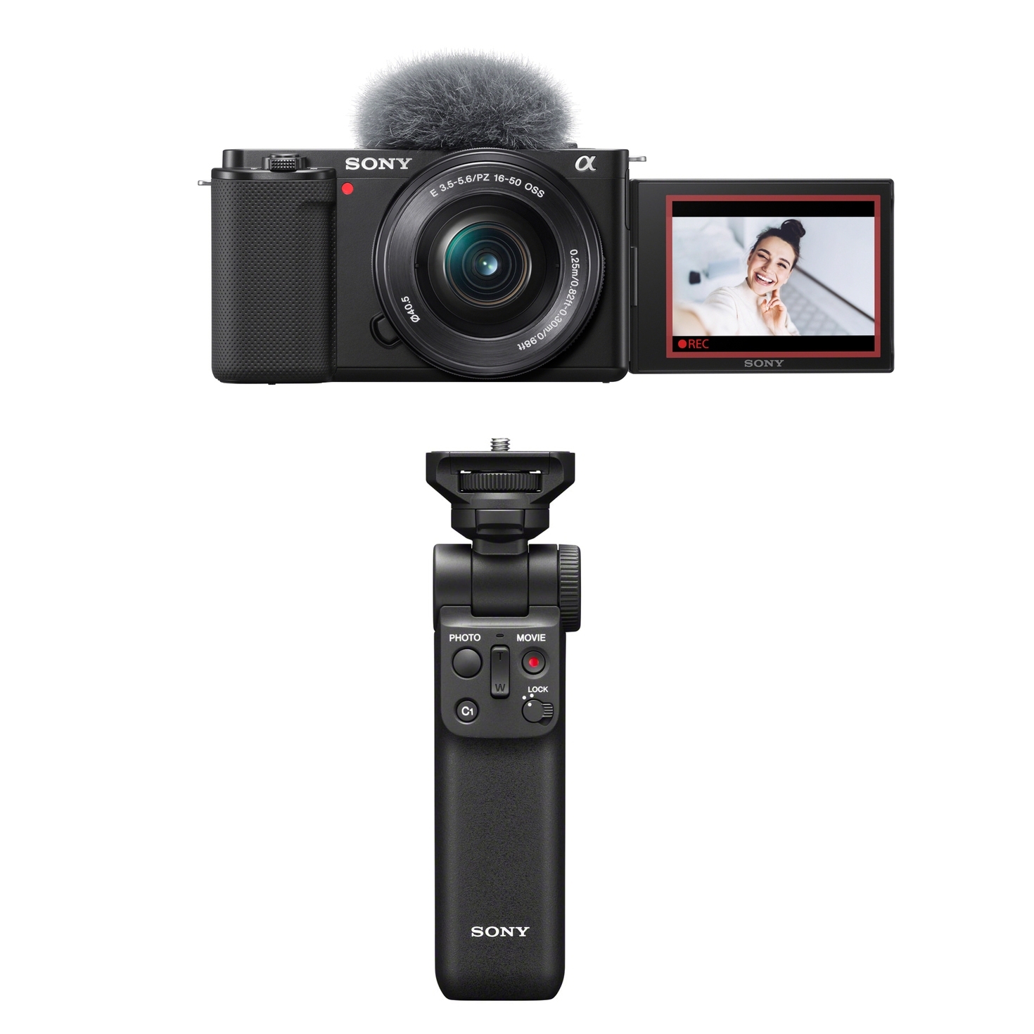 Sony Alpha ZV-E10 schwarz inkl. Sony E PZ 16-50mm 1:3,5-5,6 OSS + Sony GP-VPT2BT Handgriff