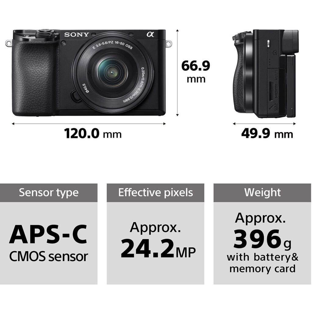 Sony Alpha 6100 schwarz + 16-50mm 1:3,5-5,6 E PZ OSS + 55-210mm 1:4,5-6,3 E OSS