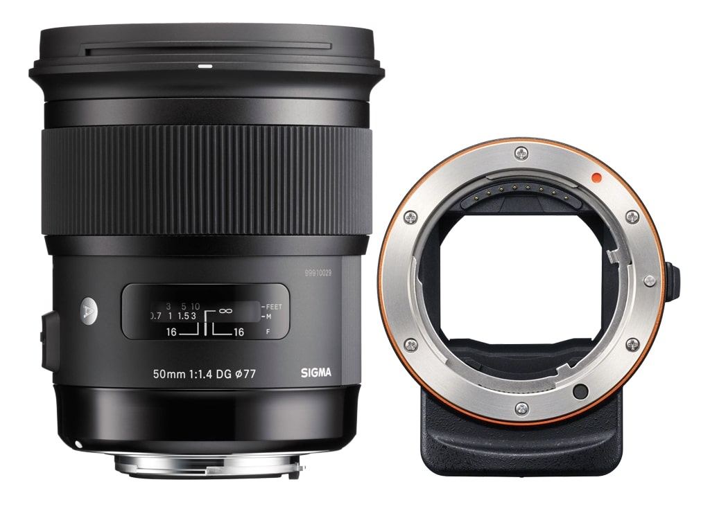 Sigma 50mm 1:1,4 DG HSM Art für Sony A-Mount inkl. Sony LA-EA3 Objektivadapter für Sony E-Mount Kameras