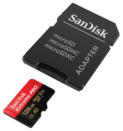 SanDisk micro SDXC Extreme Pro 128GB 200 MB/s UHS-I U3 V30 + SD Adapter