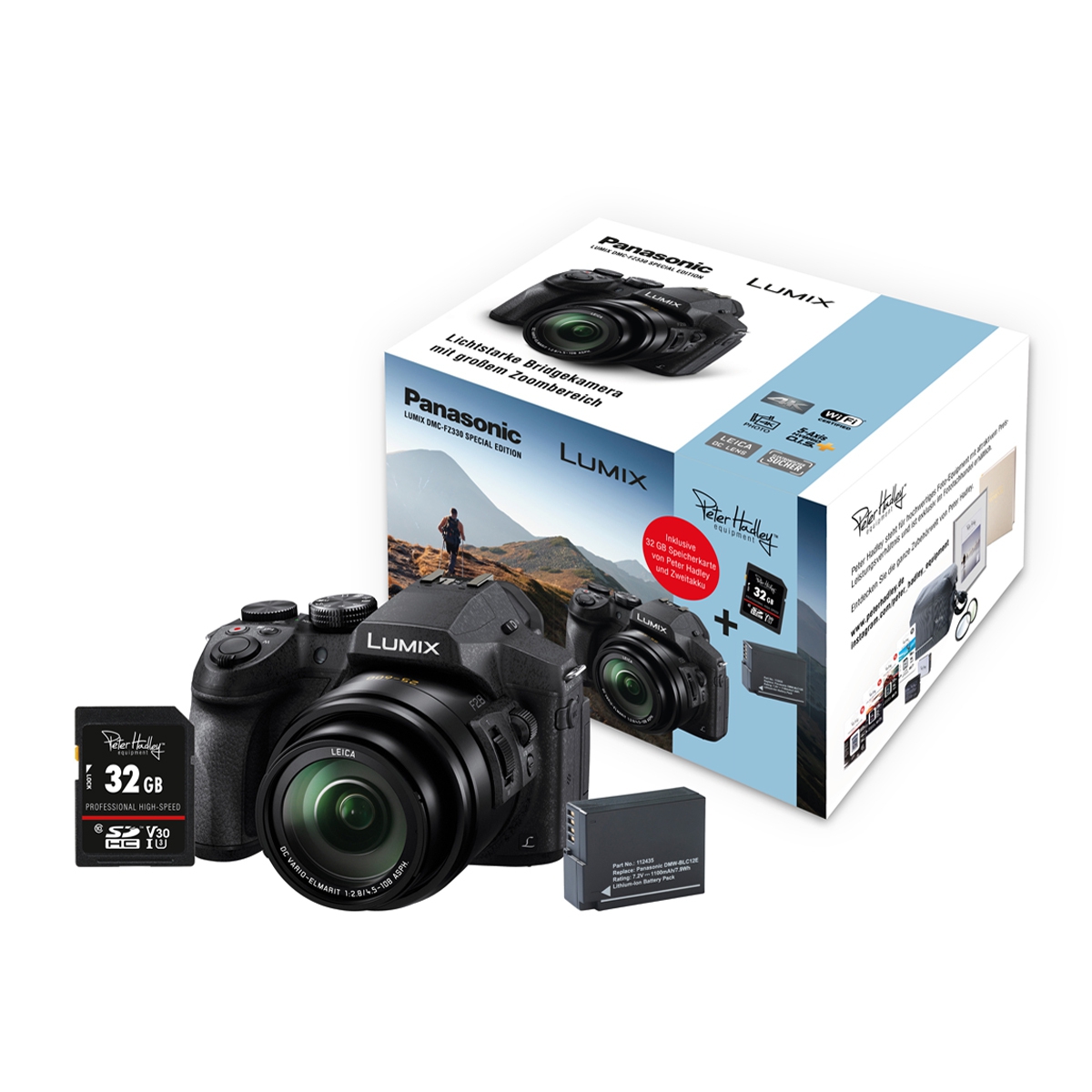 Panasonic LUMIX DMC-FZ330 Special Kit inkl. 32GB SDHC Speicherkarte und Zweitakku