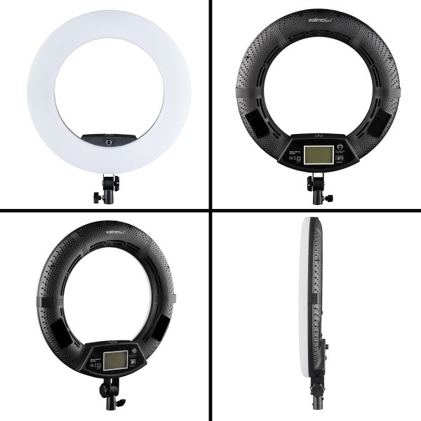 Walimex Pro LED Ringleuchte Medow 960 Pro Set + Lampenstativ und 2 Akkus