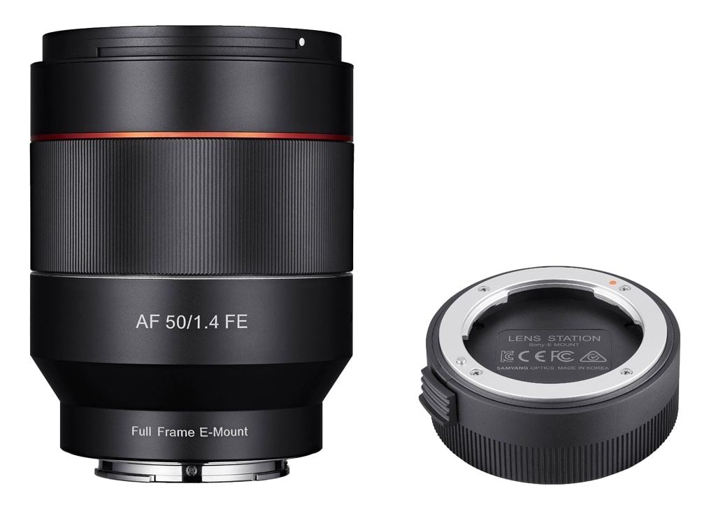 Samyang AF 50mm 1:1,4 FE + Lens Station für Sony E
