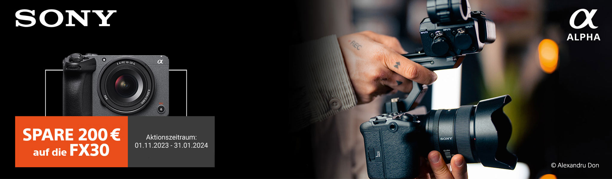 SONY FX30 SOFORTRABATT: 01.11.2023 - 31.01.2024