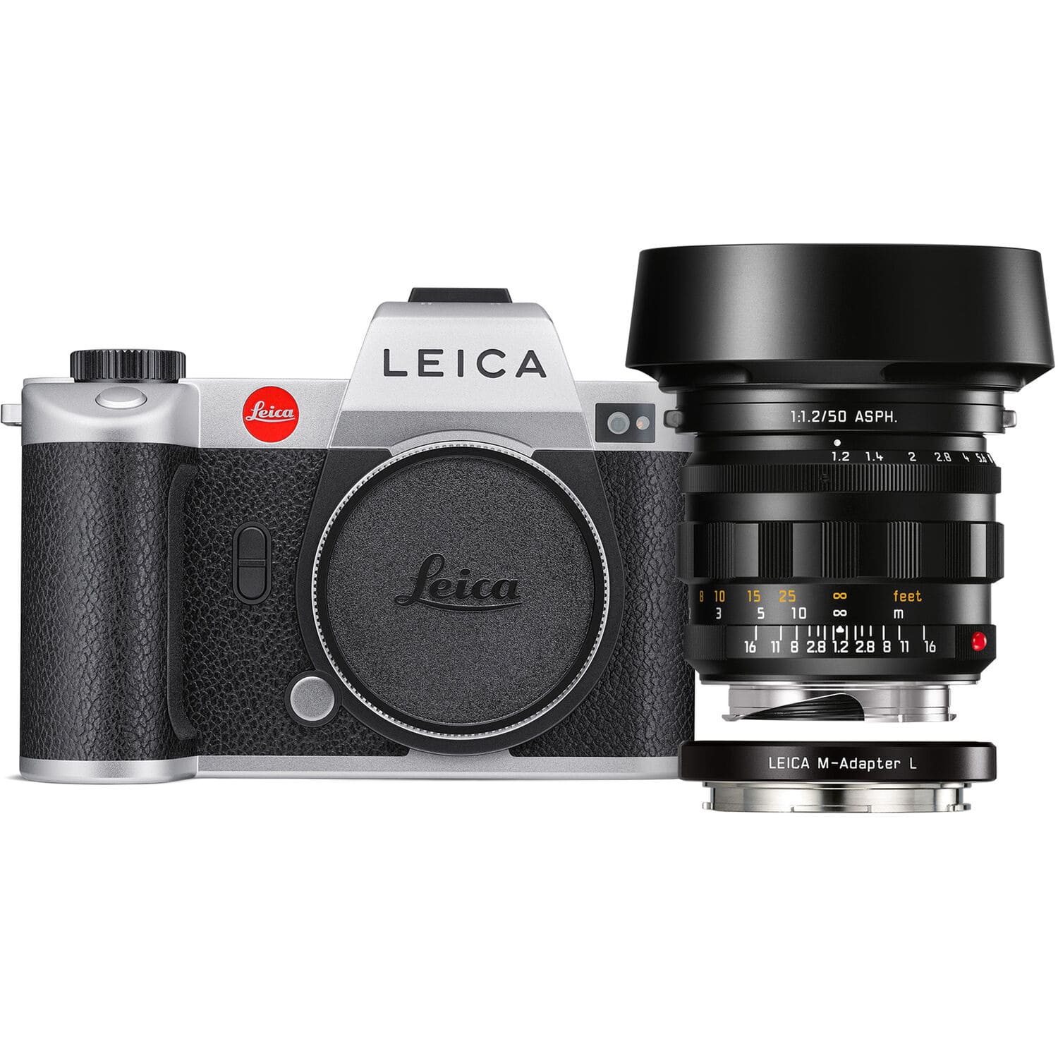 LEICA SL2 silber 10896 + LEICA NOCTILUX-M 50mm 1:1,2 ASPH. schwarz + LEICA M-Adapter L schwarz